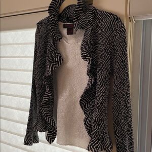 Veeca pleated ruffled jacket/blouse sz S